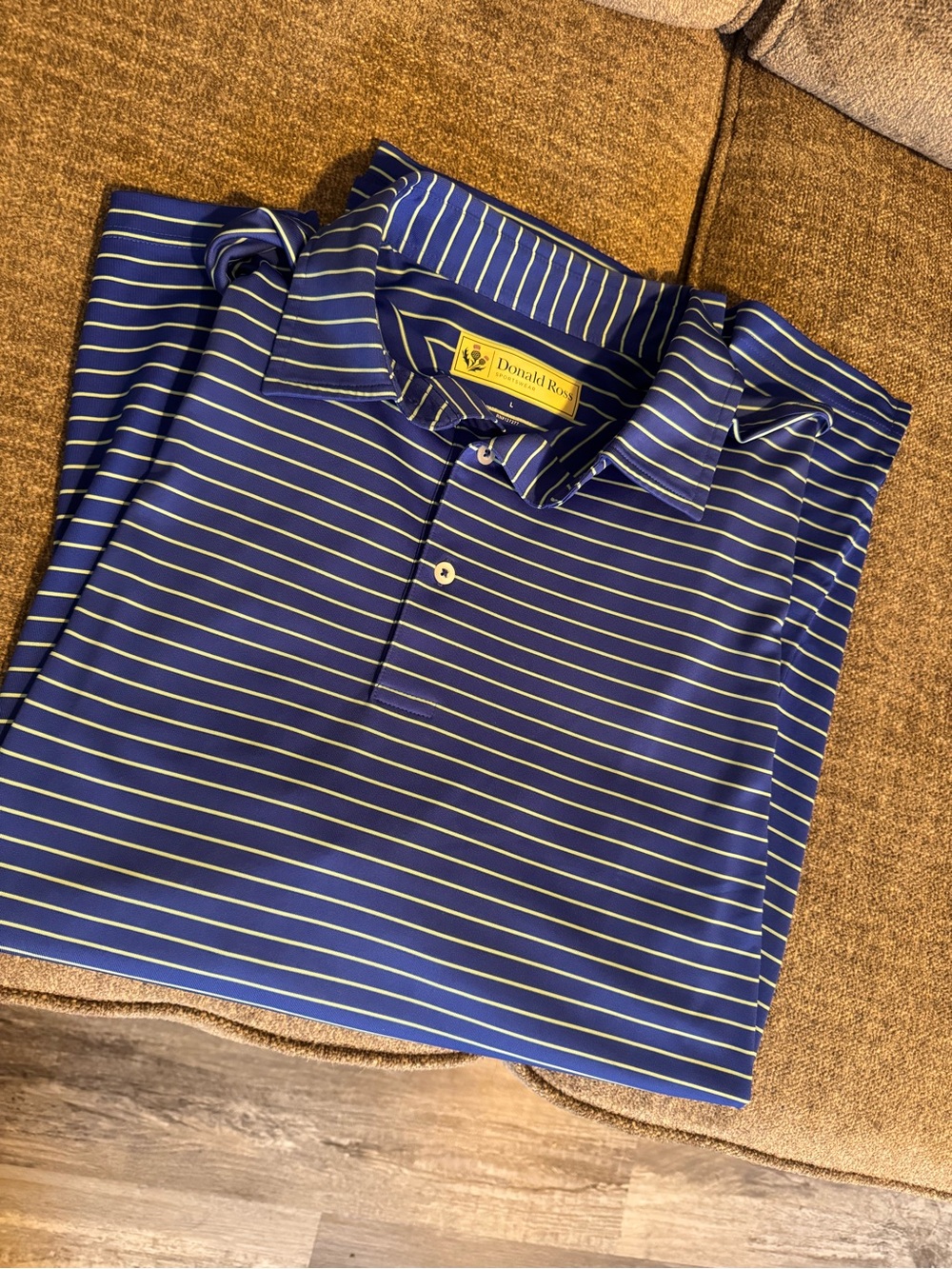 Donald Ross Men's Blue Striped Performance Polo